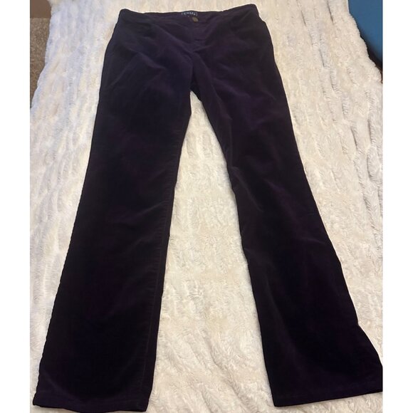 Chaps Denim Dark Purple Velvet Mid-Rise Pants Cotton Blend Women's Size 10 - Picture 4 of 14